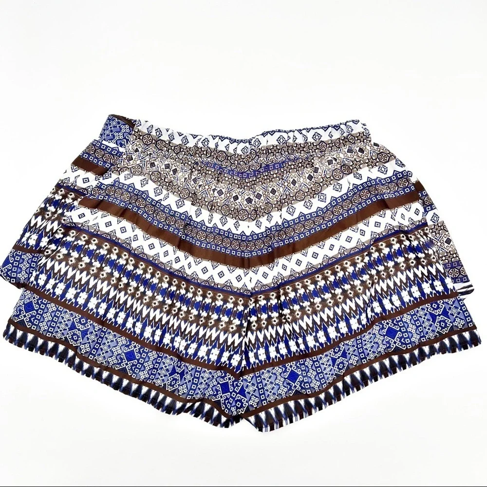 Free People Flowy‎ Blue & Brown Boho Western Cottagecore Shorts